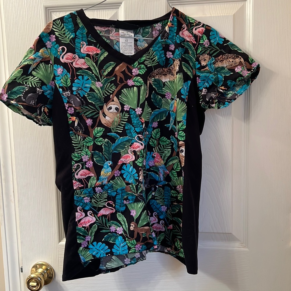 Printed Scrub Top